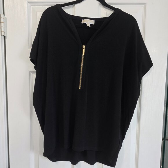 MICHAEL Michael Kors Black Dolman Top with Gold Zipper Detail - Picture 1 of 3